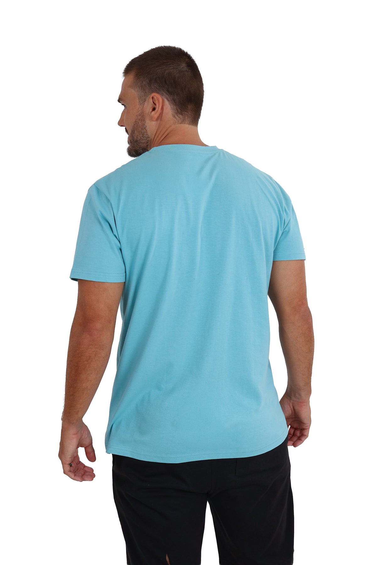 Short Sleeve Aqua Cotton T-Shirt
