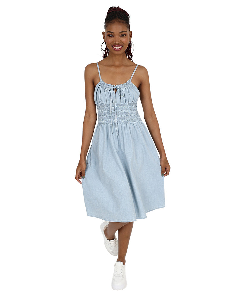 Strappy Denim Midi Dress