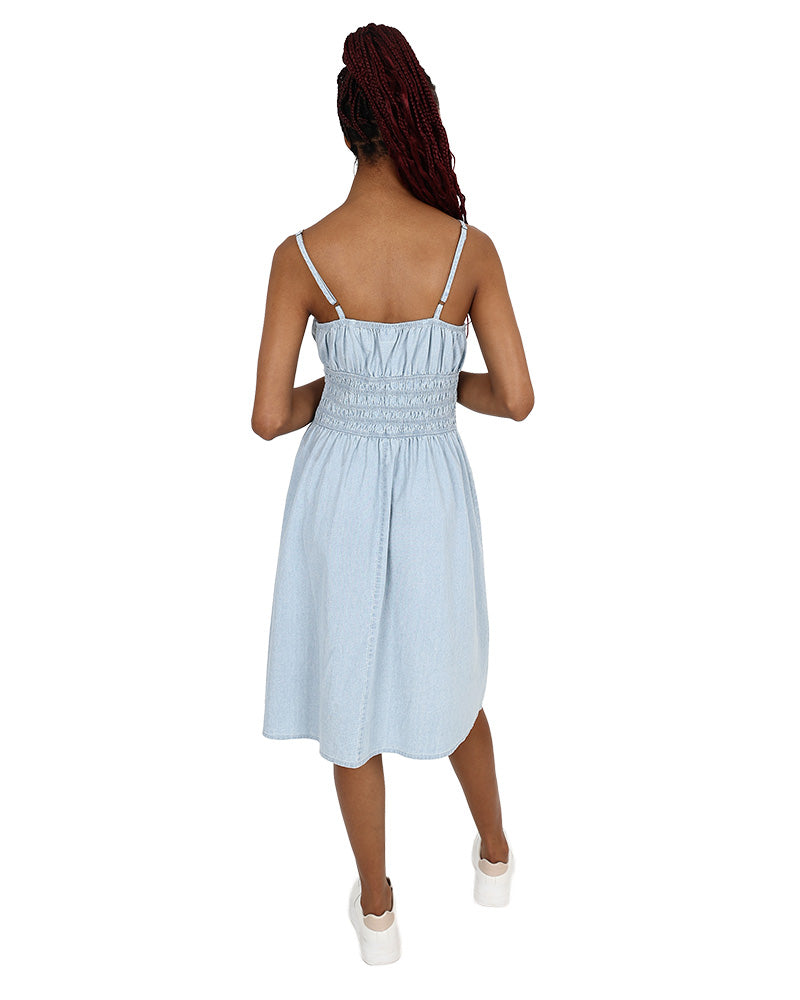 Strappy Denim Midi Dress