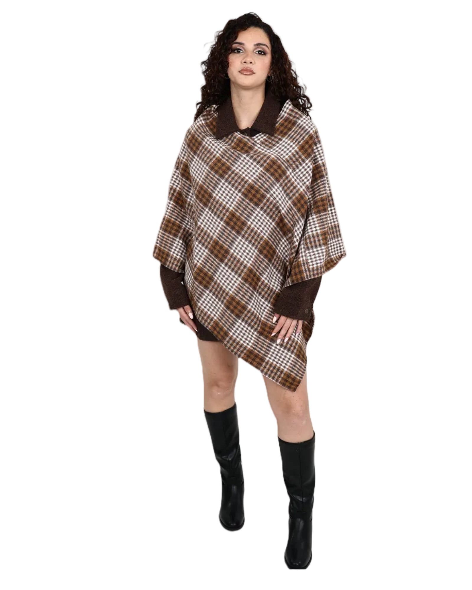 Brown Checkered Poncho