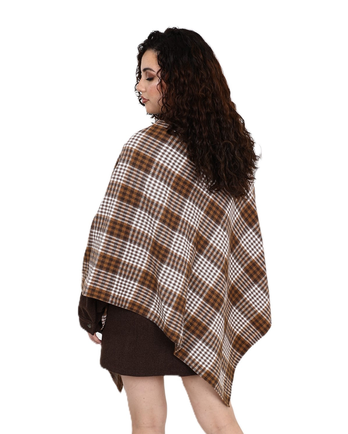 Brown Checkered Poncho
