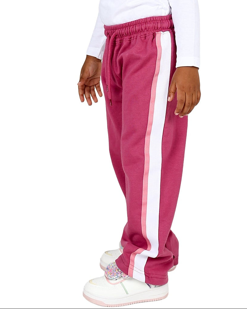 Pink Side Tape Wide Leg Track Pants