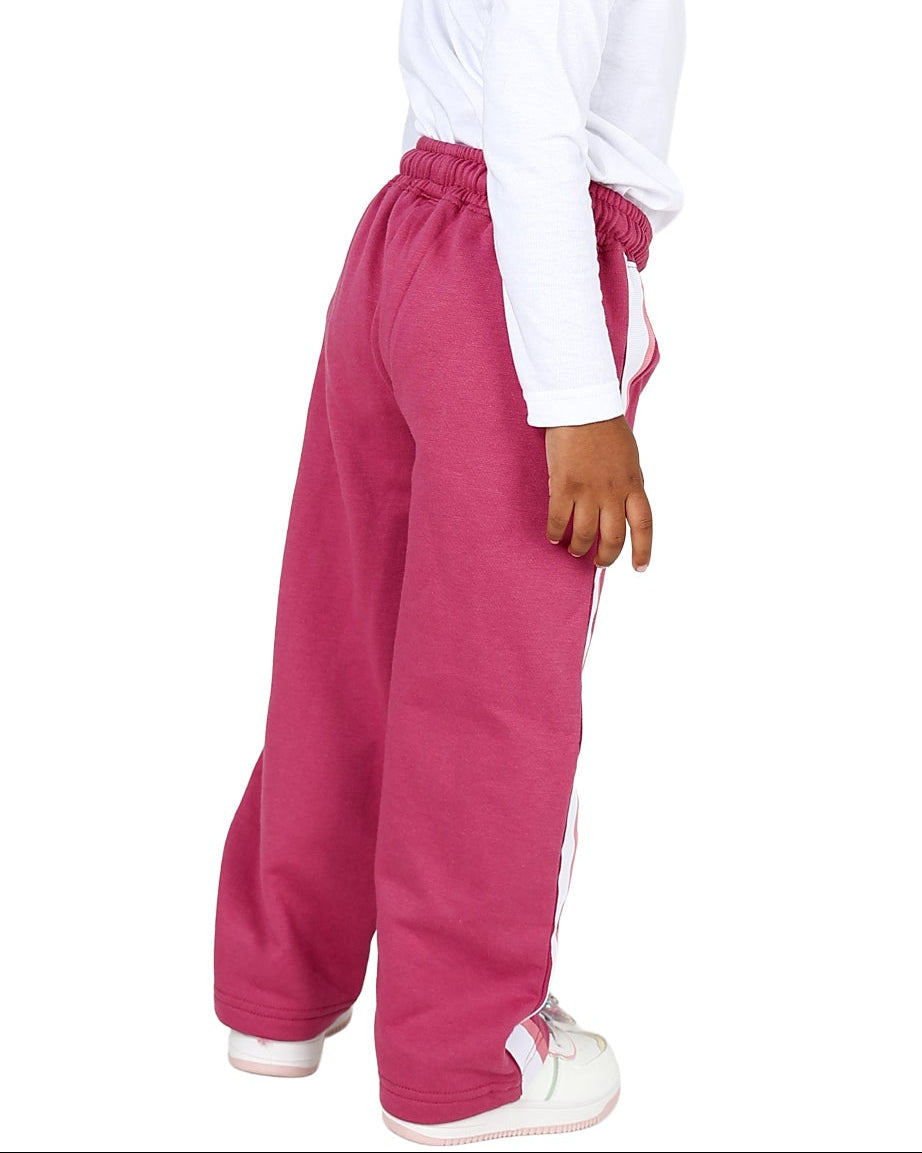 Pink Side Tape Wide Leg Track Pants