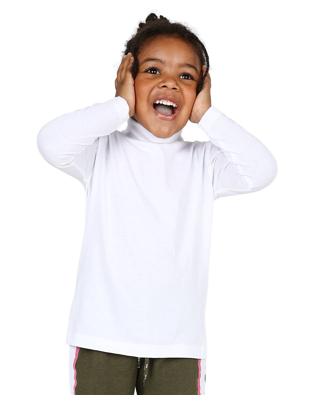 Long Sleeve Ribbed White Polo Neck