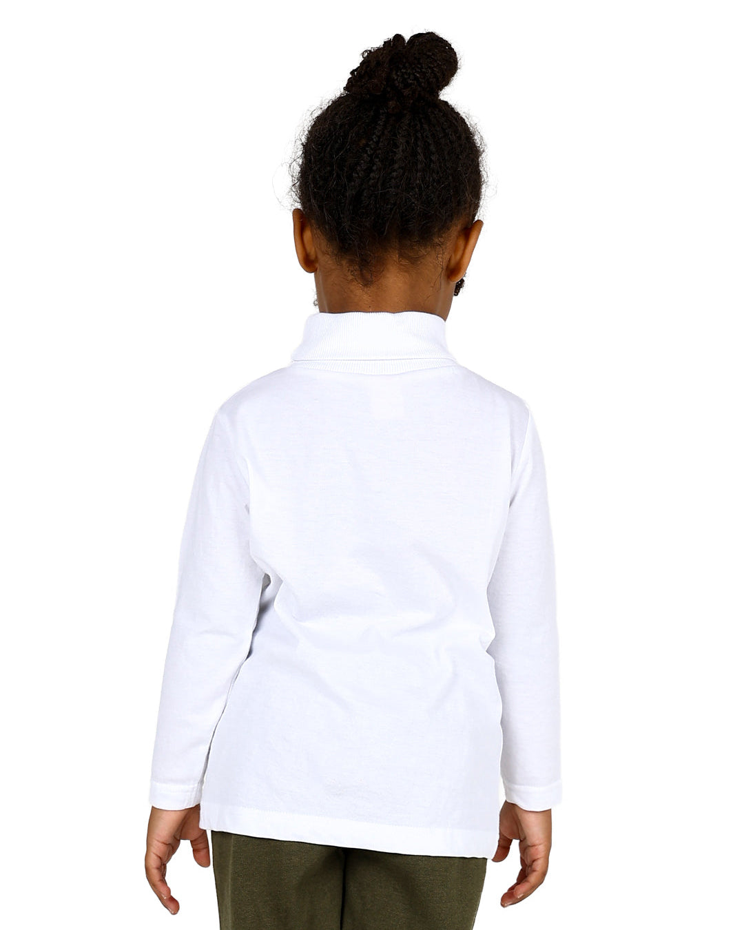 Long Sleeve Ribbed White Polo Neck
