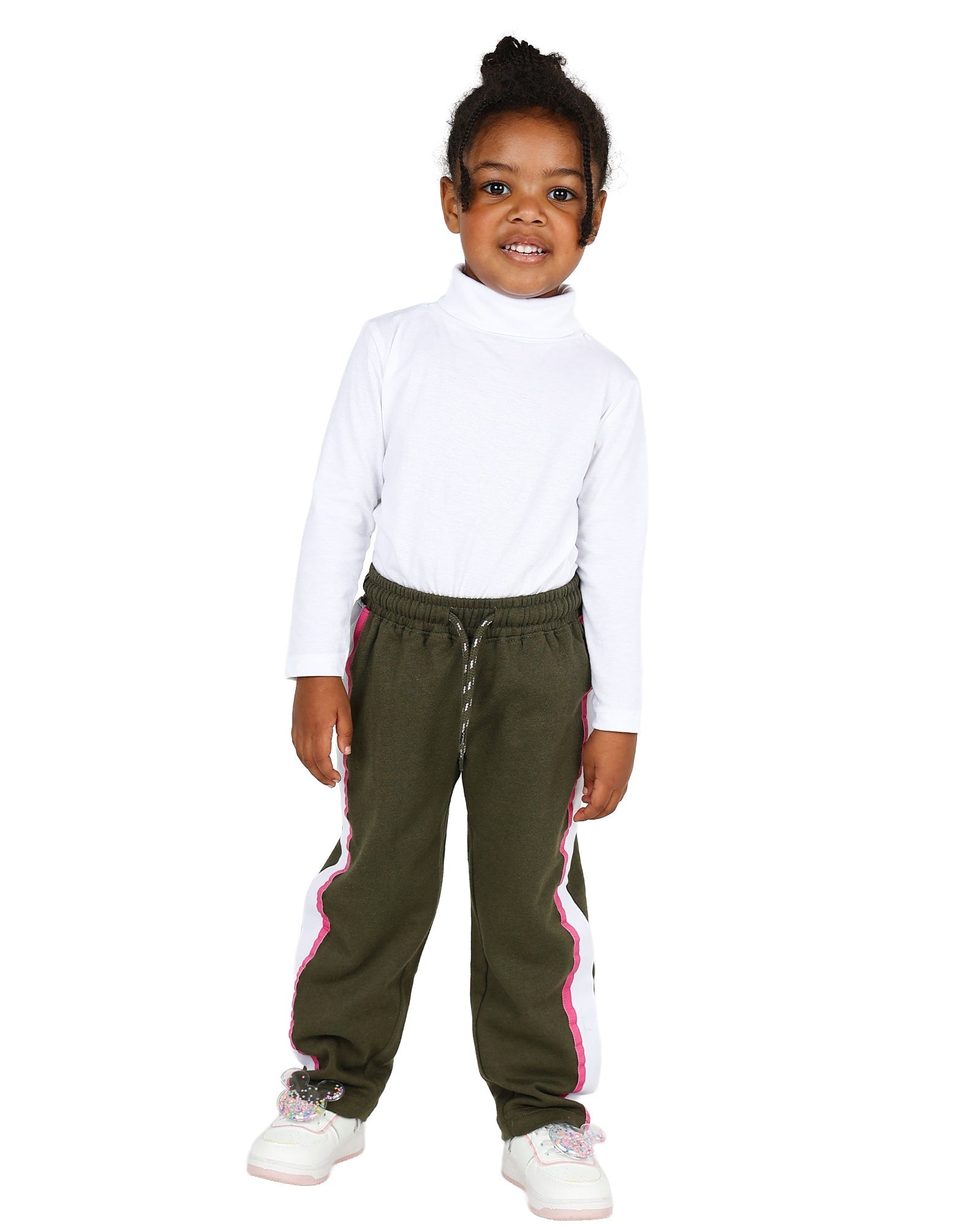 Olive Side Tape Wide Leg Track Pants