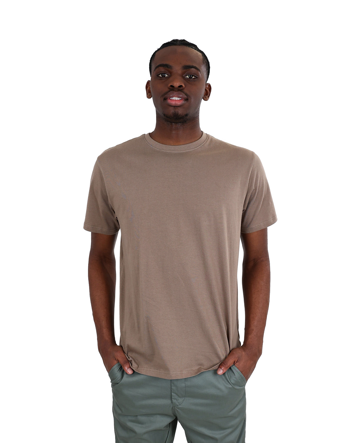 Short Sleeve Taupe Cotton T-Shirt