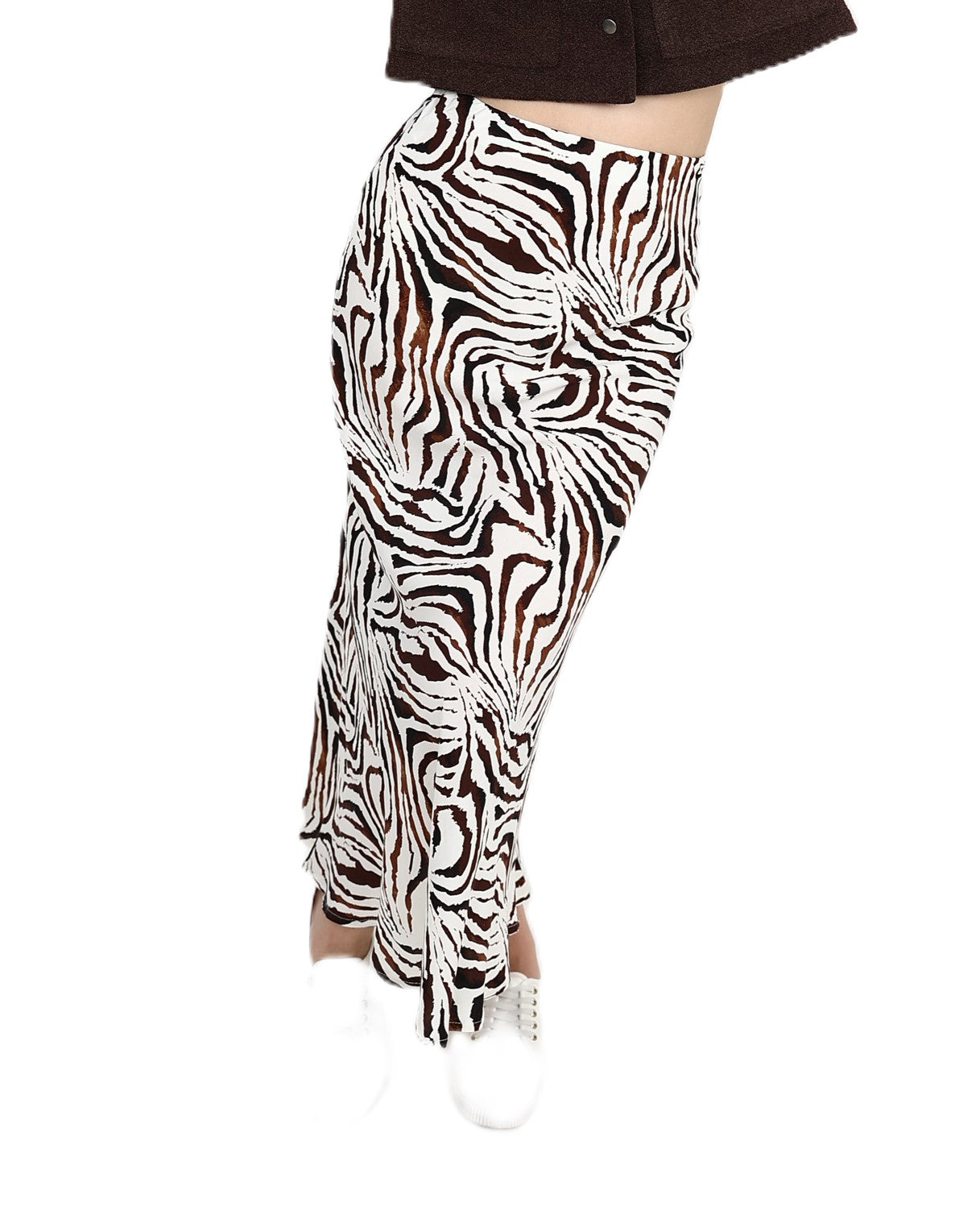 Abstract Animal Print Bias Cut Maxi Skirt