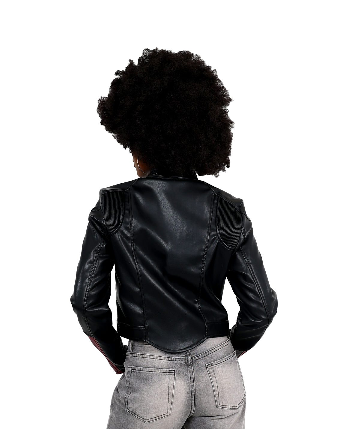 Black Colour Block Biker Jacket