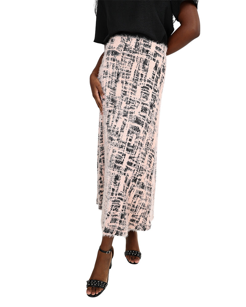 Printed French Knit Maxi Skirt