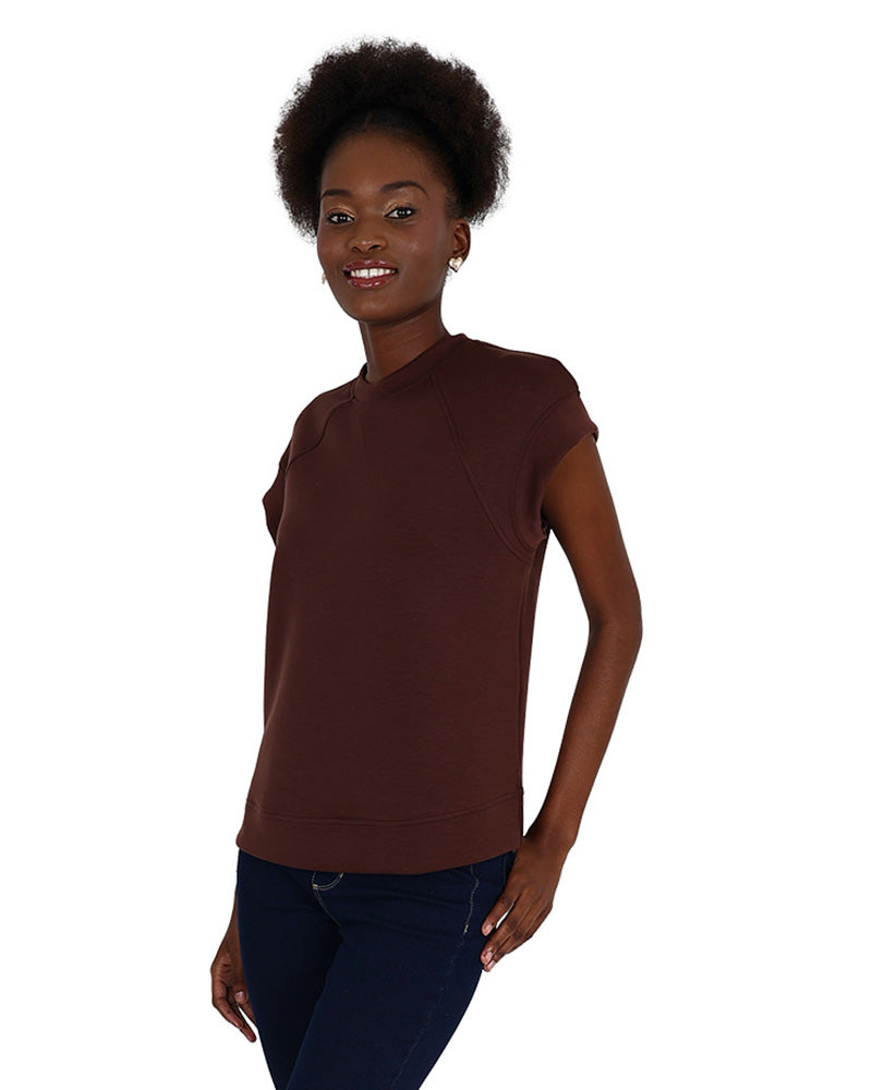 Cap Sleeve Chocolate Scuba T-Shirt