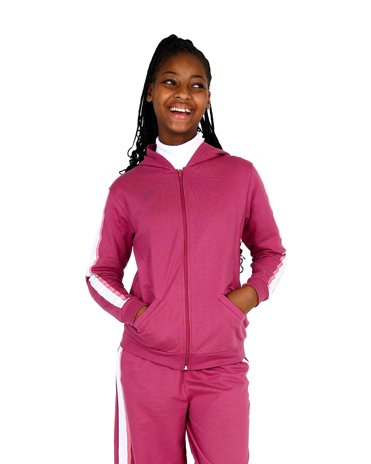 Taped Berry Zip Up Hoody