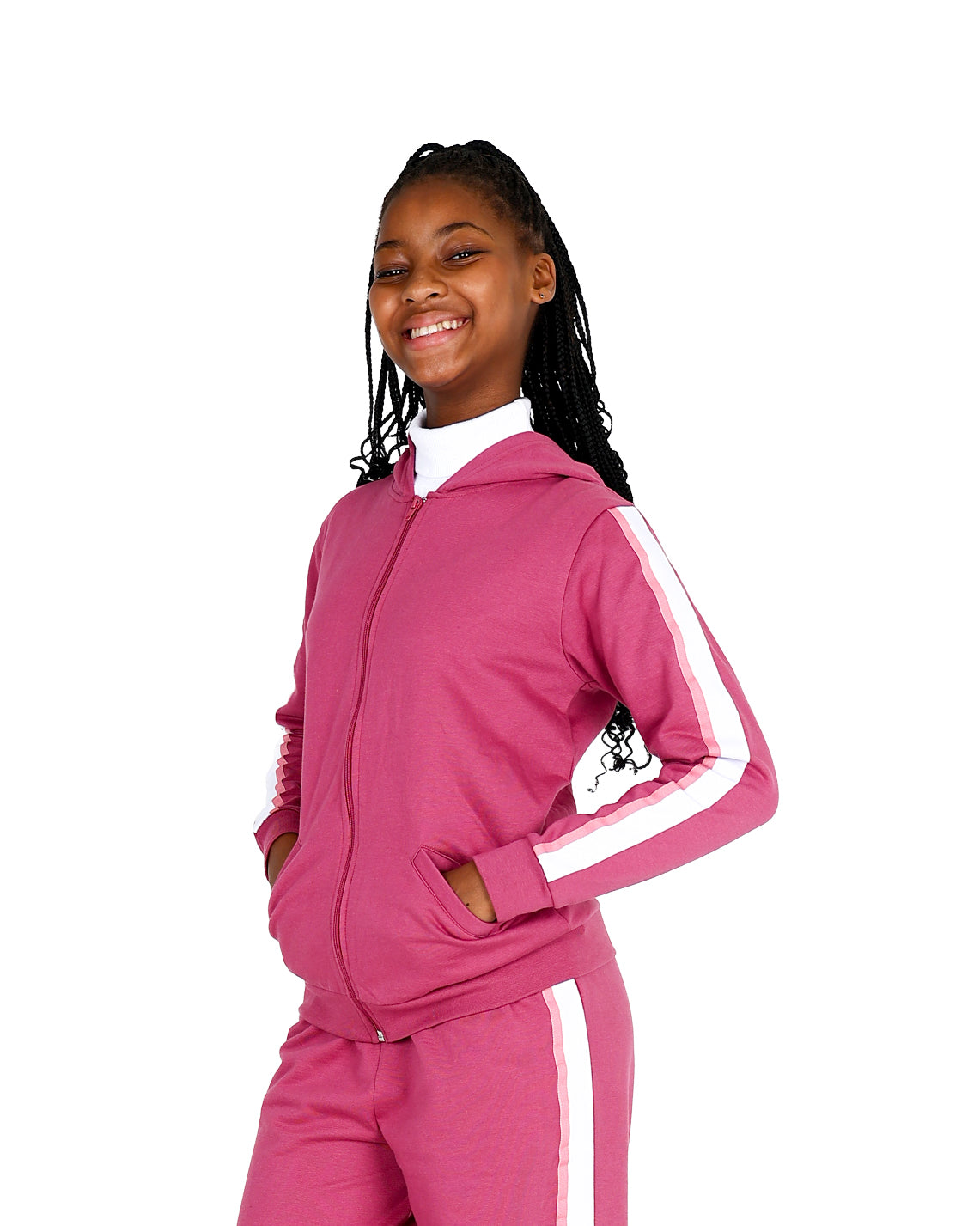 Taped Berry Zip Up Hoody