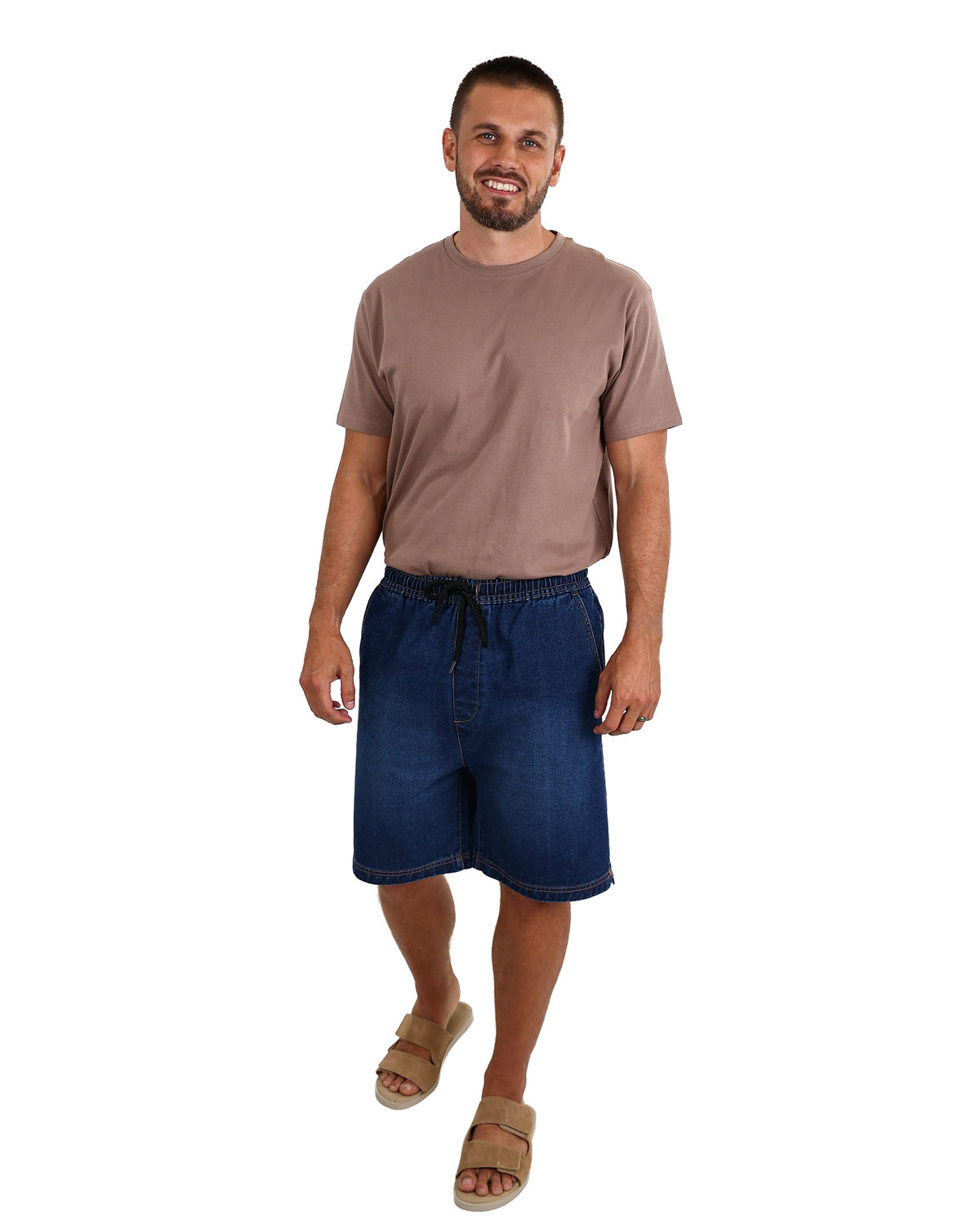 Indigo Denim Pull On Long Shorts