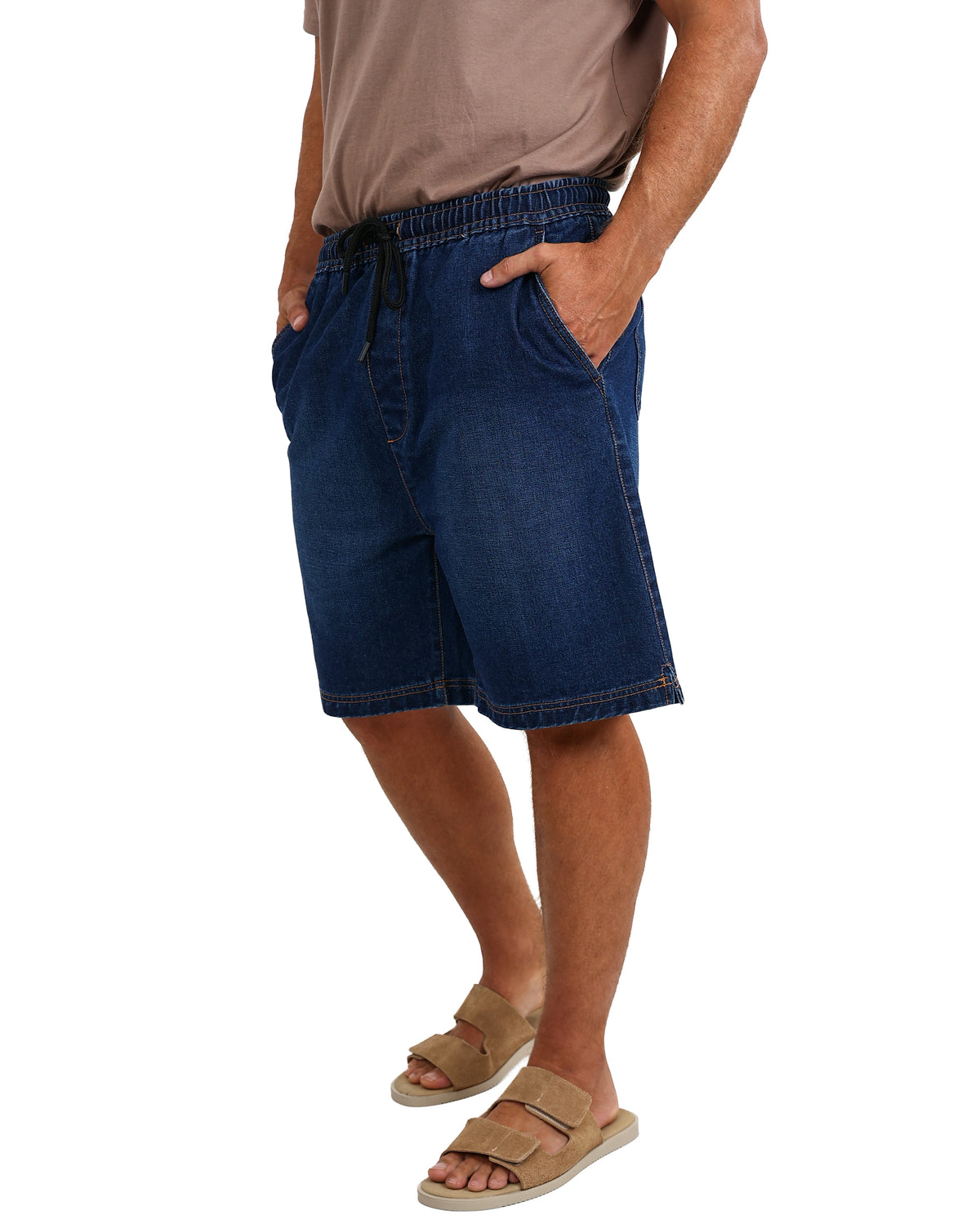 Indigo Denim Pull On Long Shorts