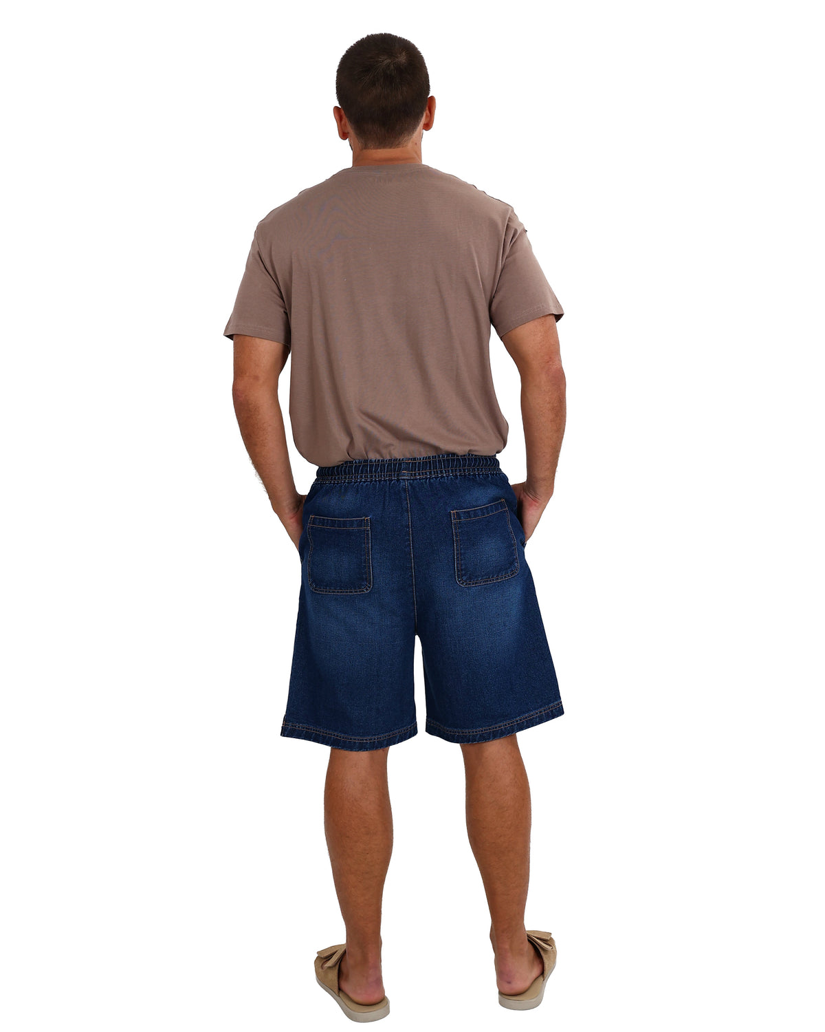Indigo Denim Pull On Long Shorts