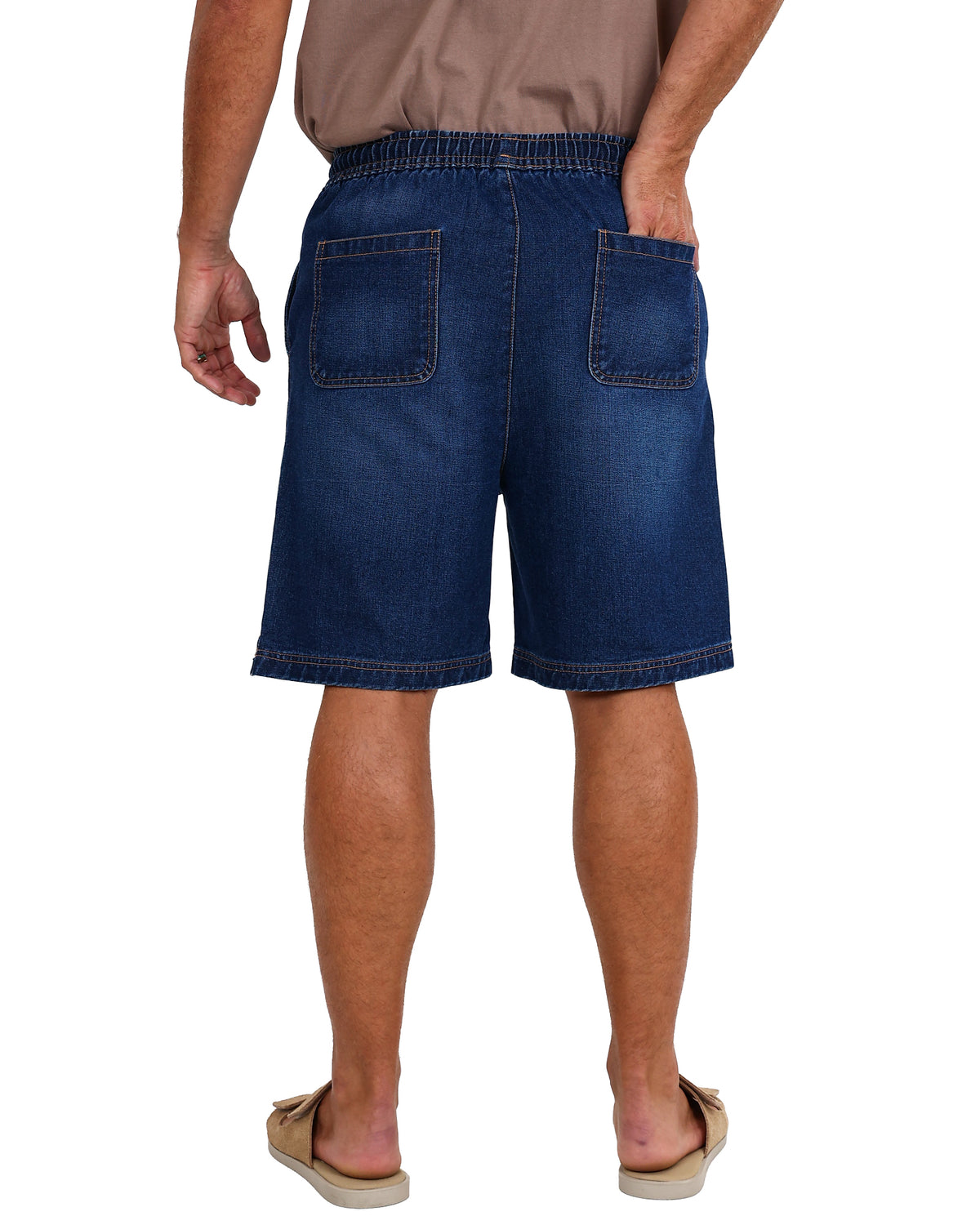 Indigo Denim Pull On Long Shorts