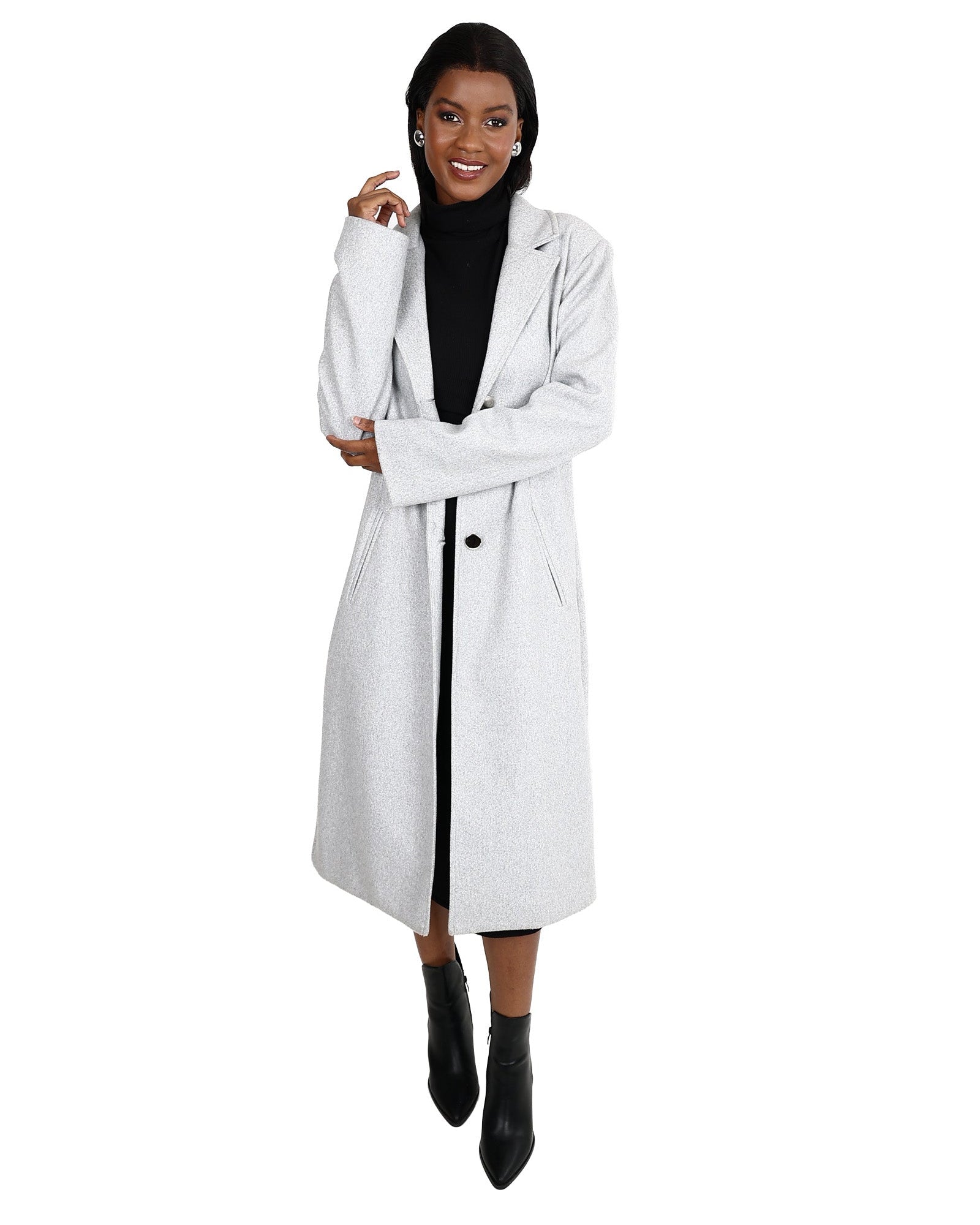 Light Grey Longer Length Melton Coat