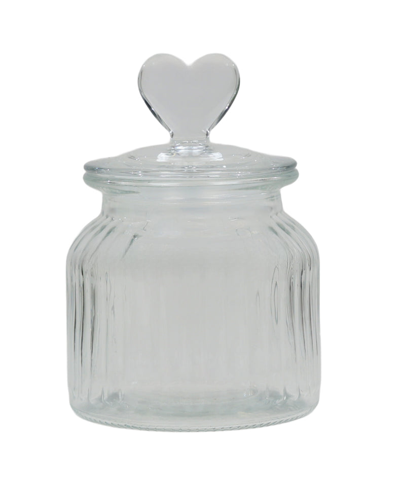 Small Glass Heart Storage Jar 600ml