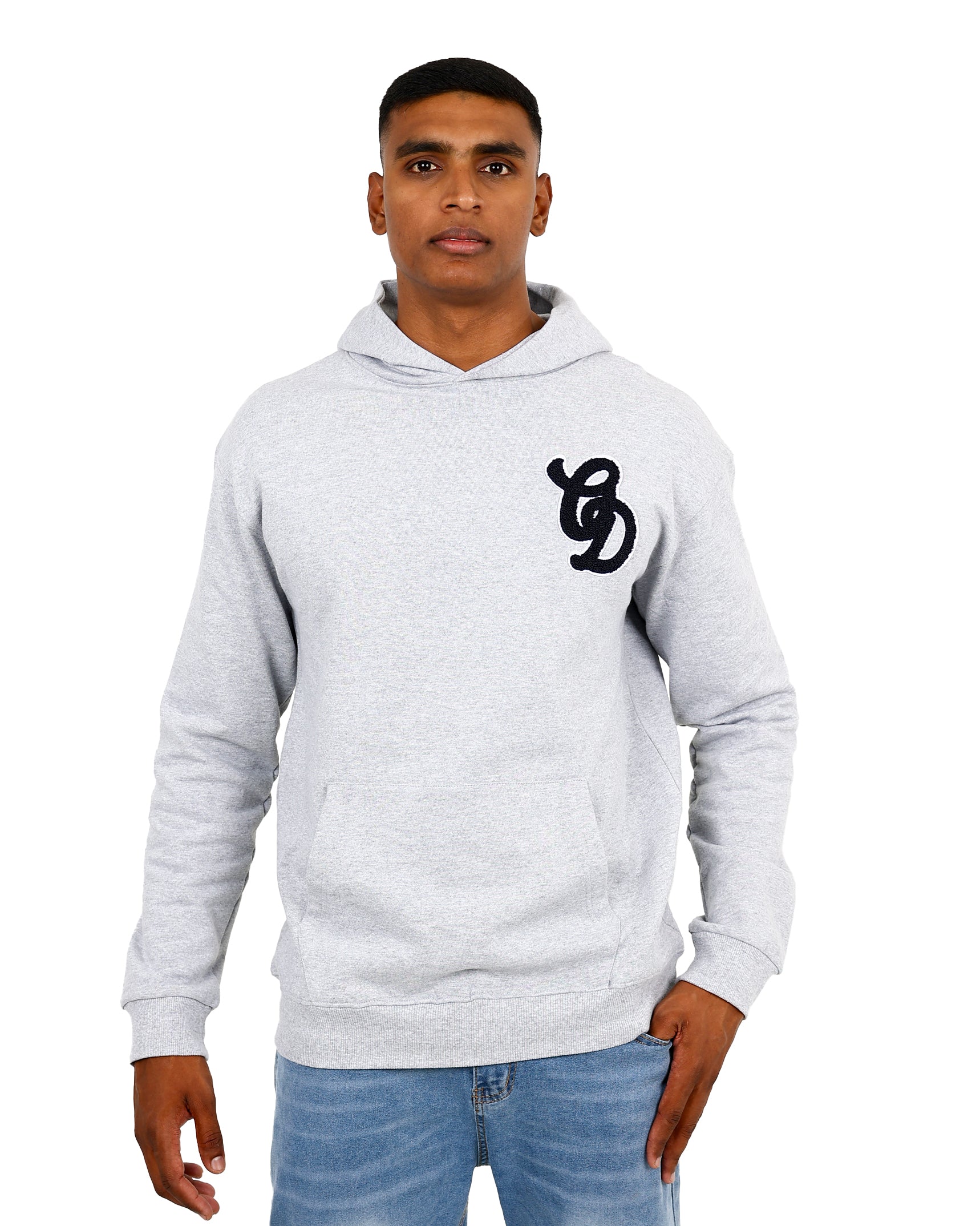 Grey Mélange Flag Graphic Hoodie