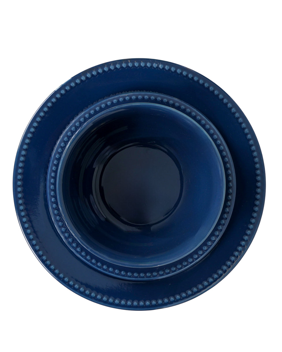 Navy Dot Trim Dinner Plate