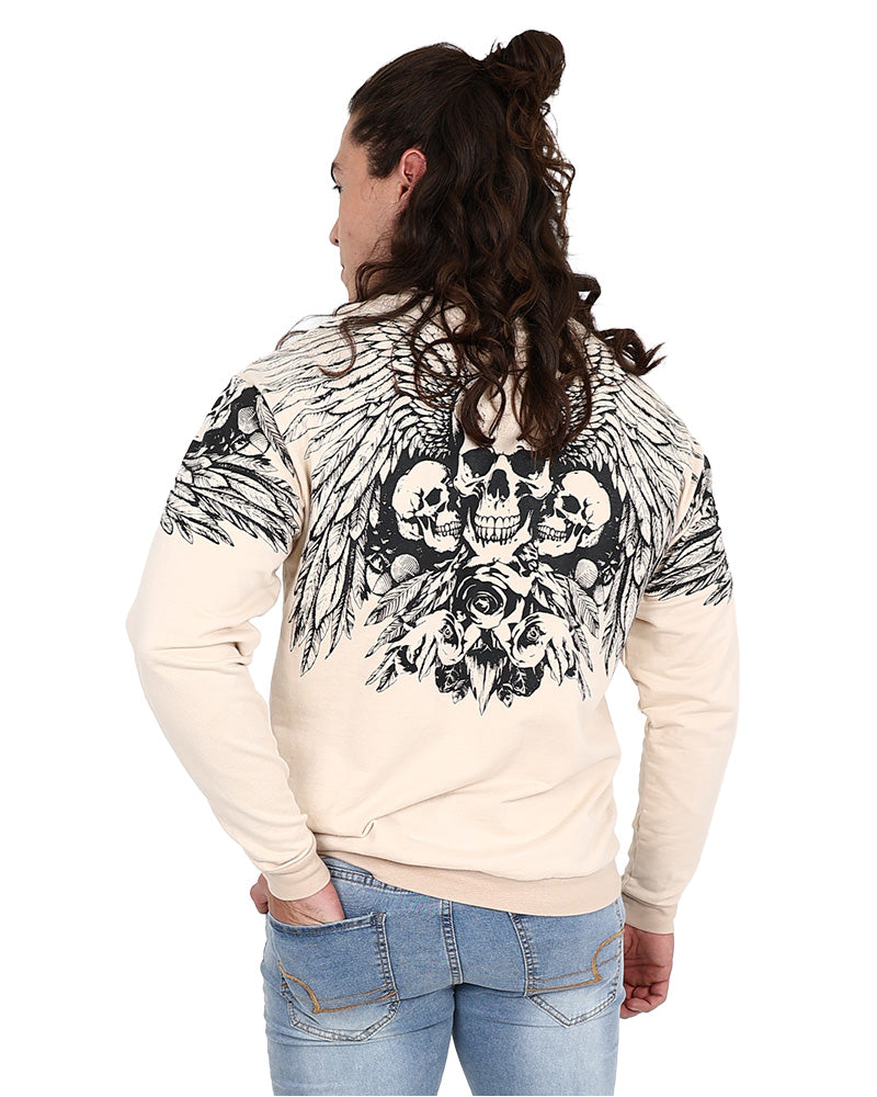 Long Sleeve Stone Skull Graphic Sweatshirt
