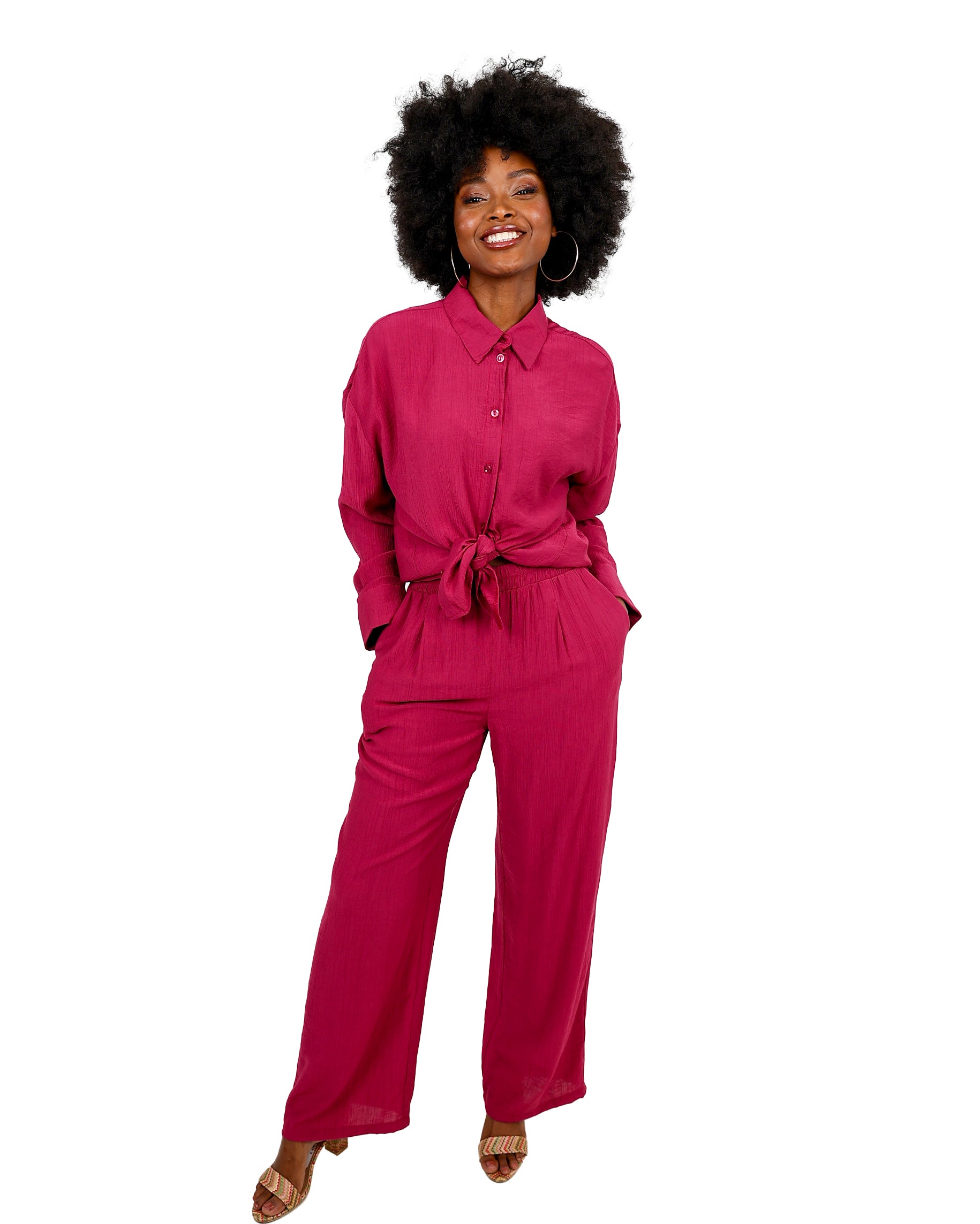 Grape Pull Up Wide Leg Pants