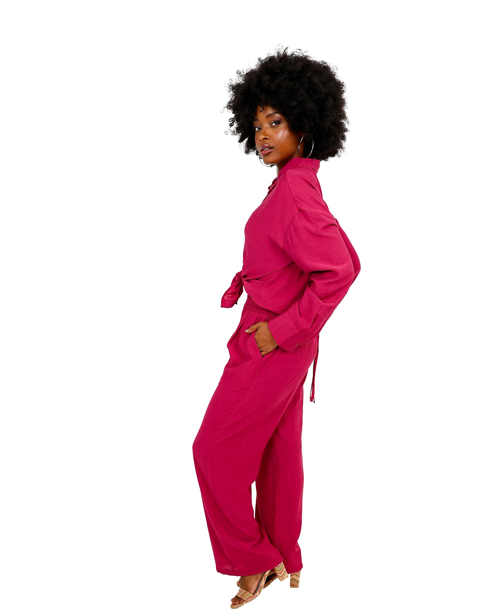 Grape Pull Up Wide Leg Pants