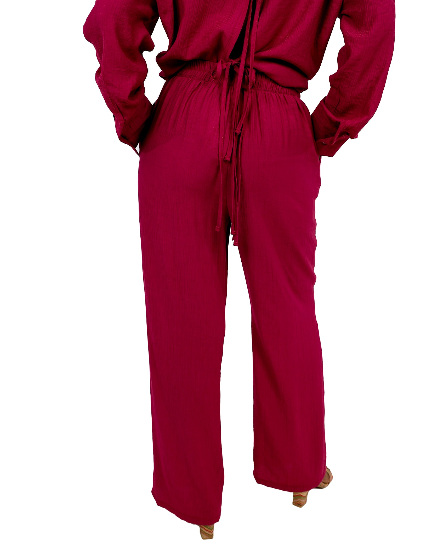 Grape Pull Up Wide Leg Pants