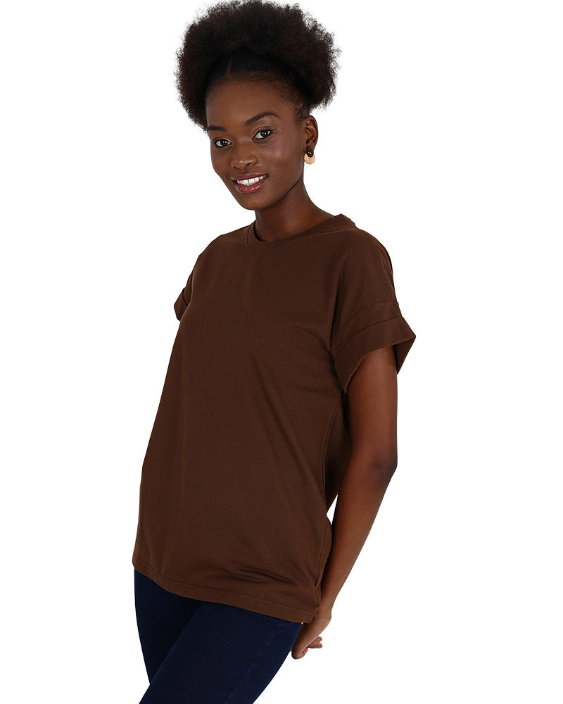 Short Sleeve Chocolate Turn-Back T-Shirt