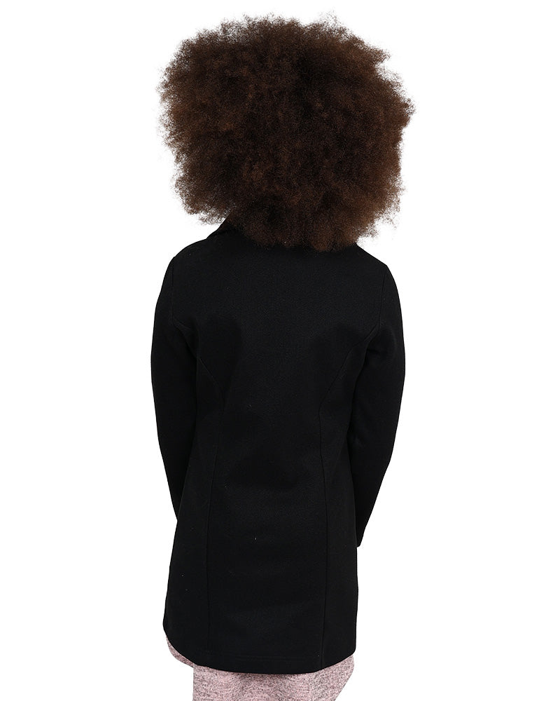 Black Button Up Melton Jacket