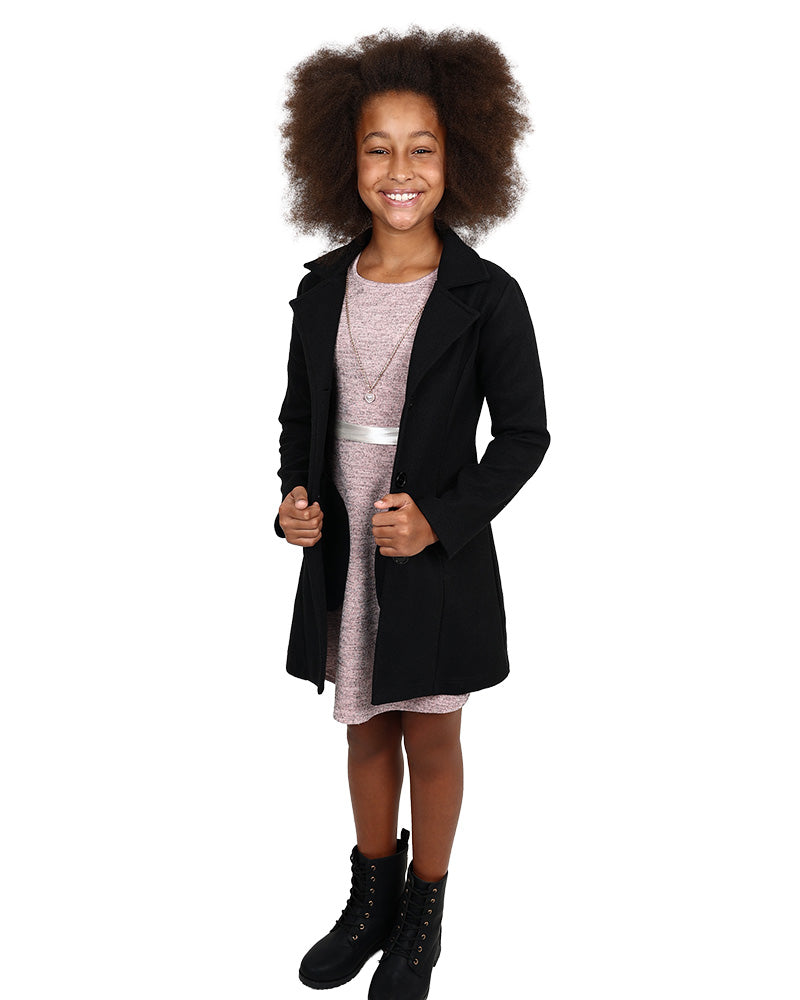 Black Button Up Melton Jacket