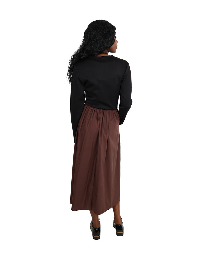 Long Sleeve Combo Maxi Dress