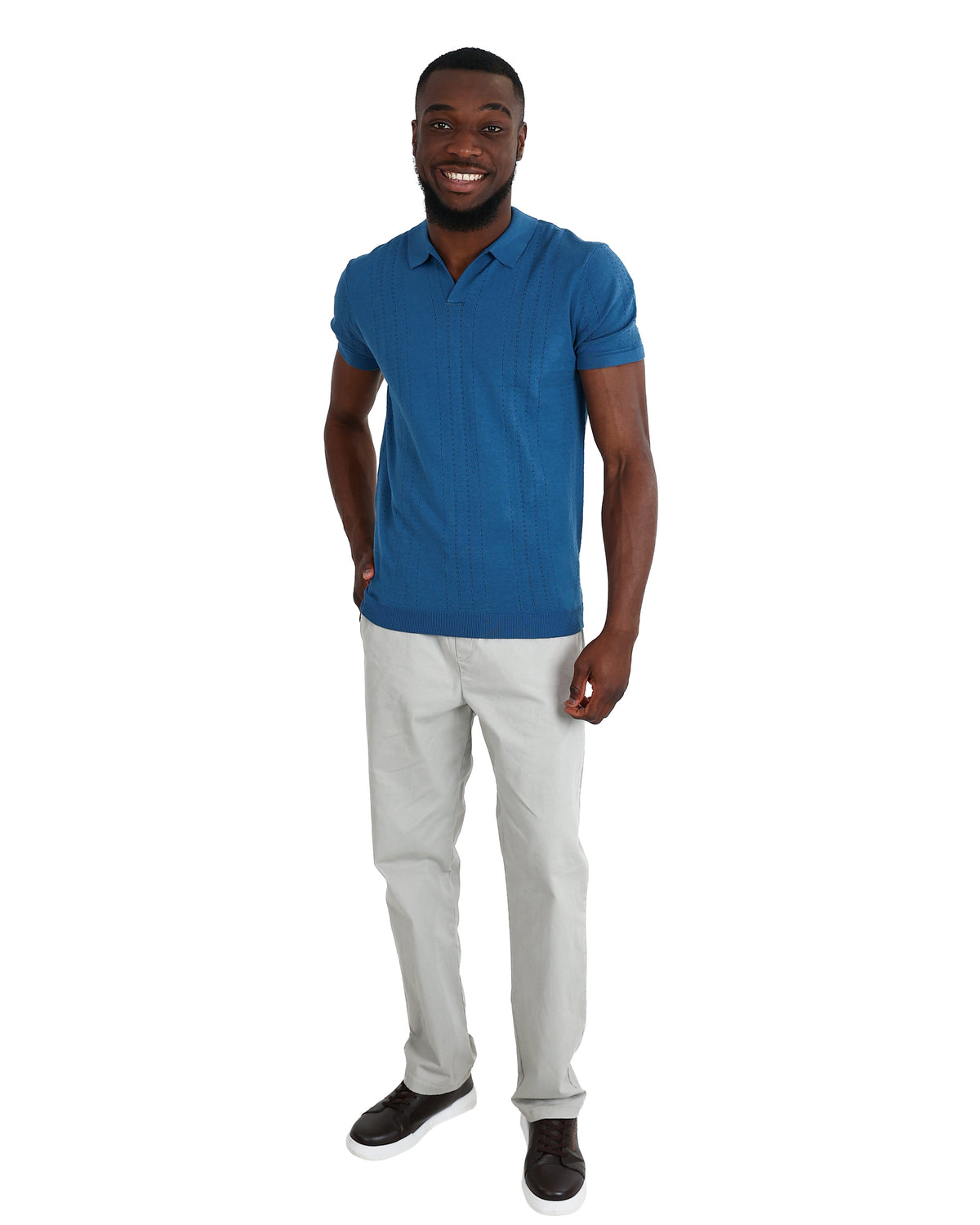 Short Sleeve Blue Johnny Collar Golfer