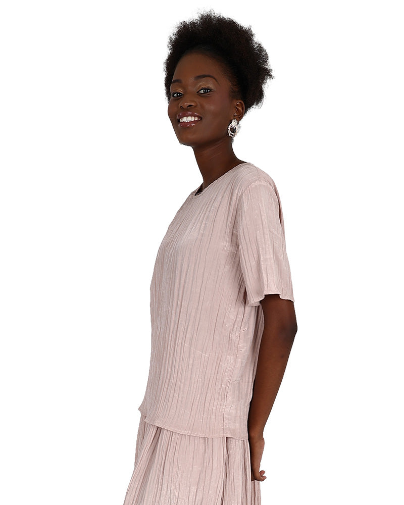 Short Sleeve Mink Crinkle Blouse