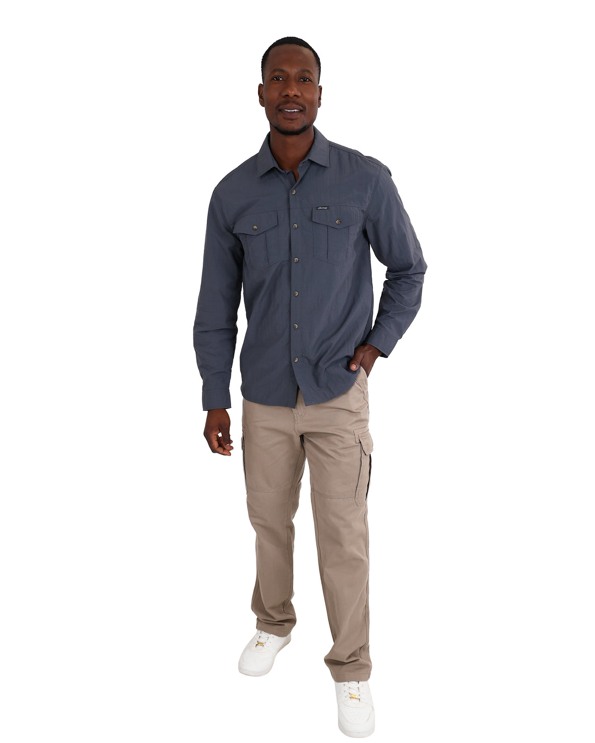 Okavango Long Sleeve Charcoal Nylon Cargo Shirt