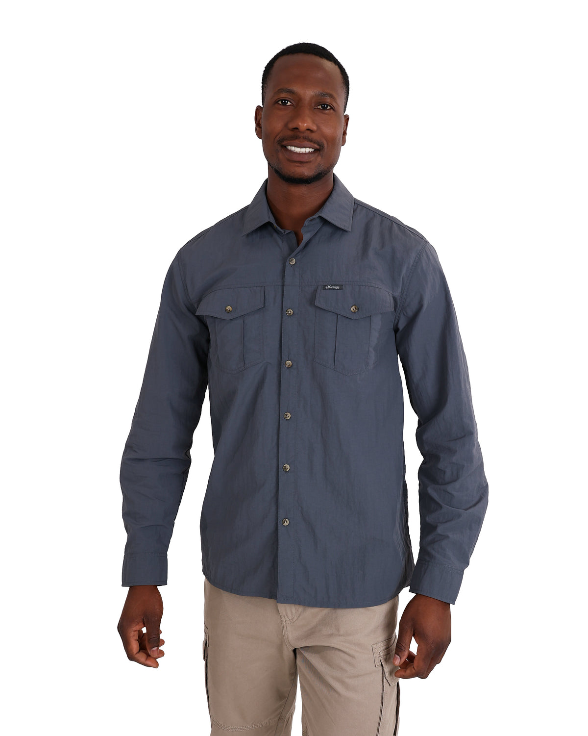 Okavango Long Sleeve Charcoal Nylon Cargo Shirt