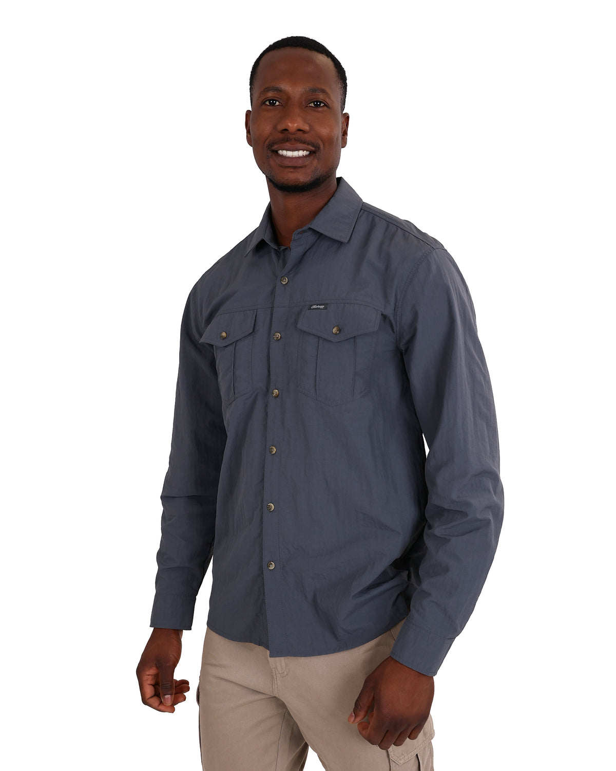 Okavango Long Sleeve Charcoal Nylon Cargo Shirt
