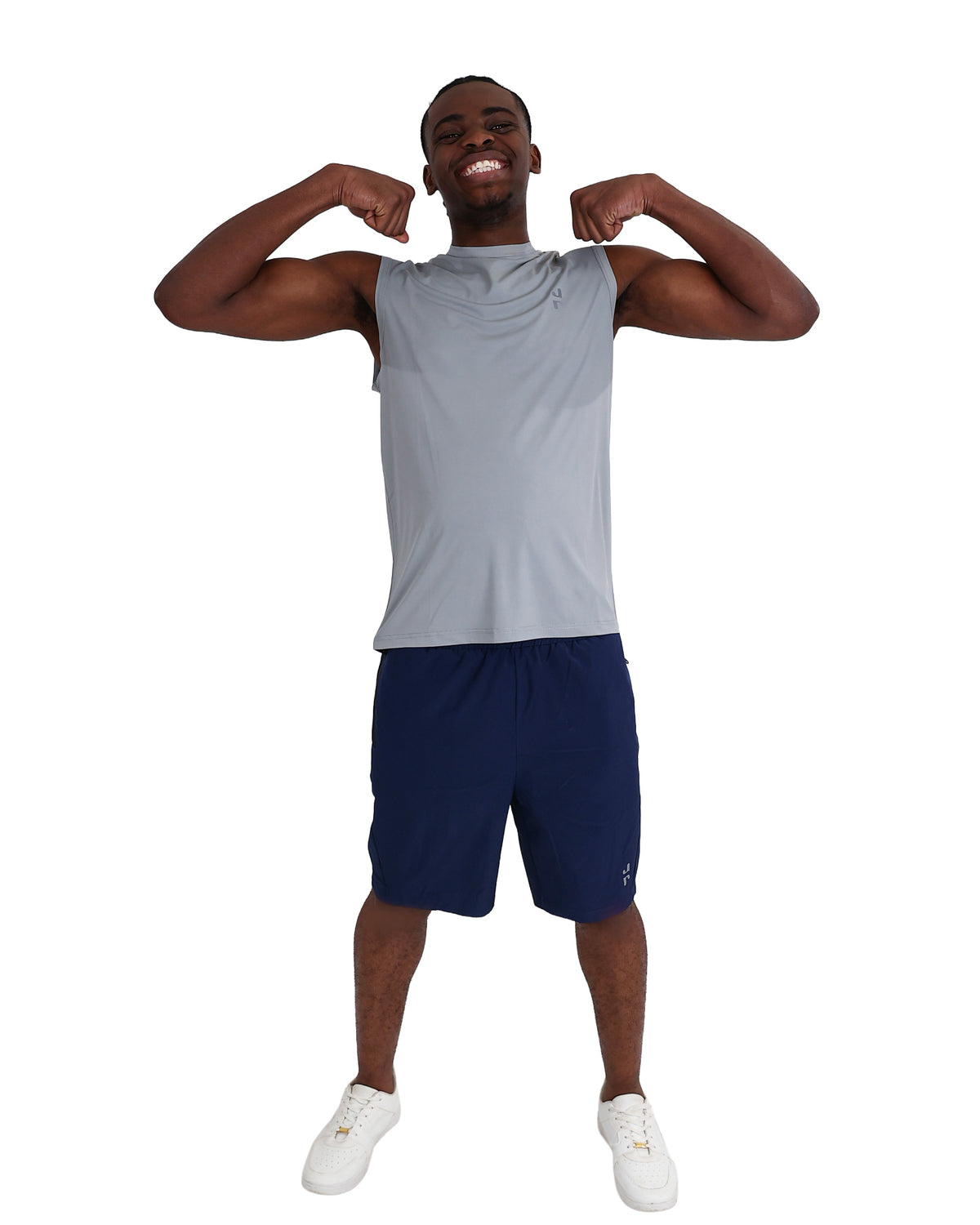 Sleeveless Grey Muscle Hugger Tank Top