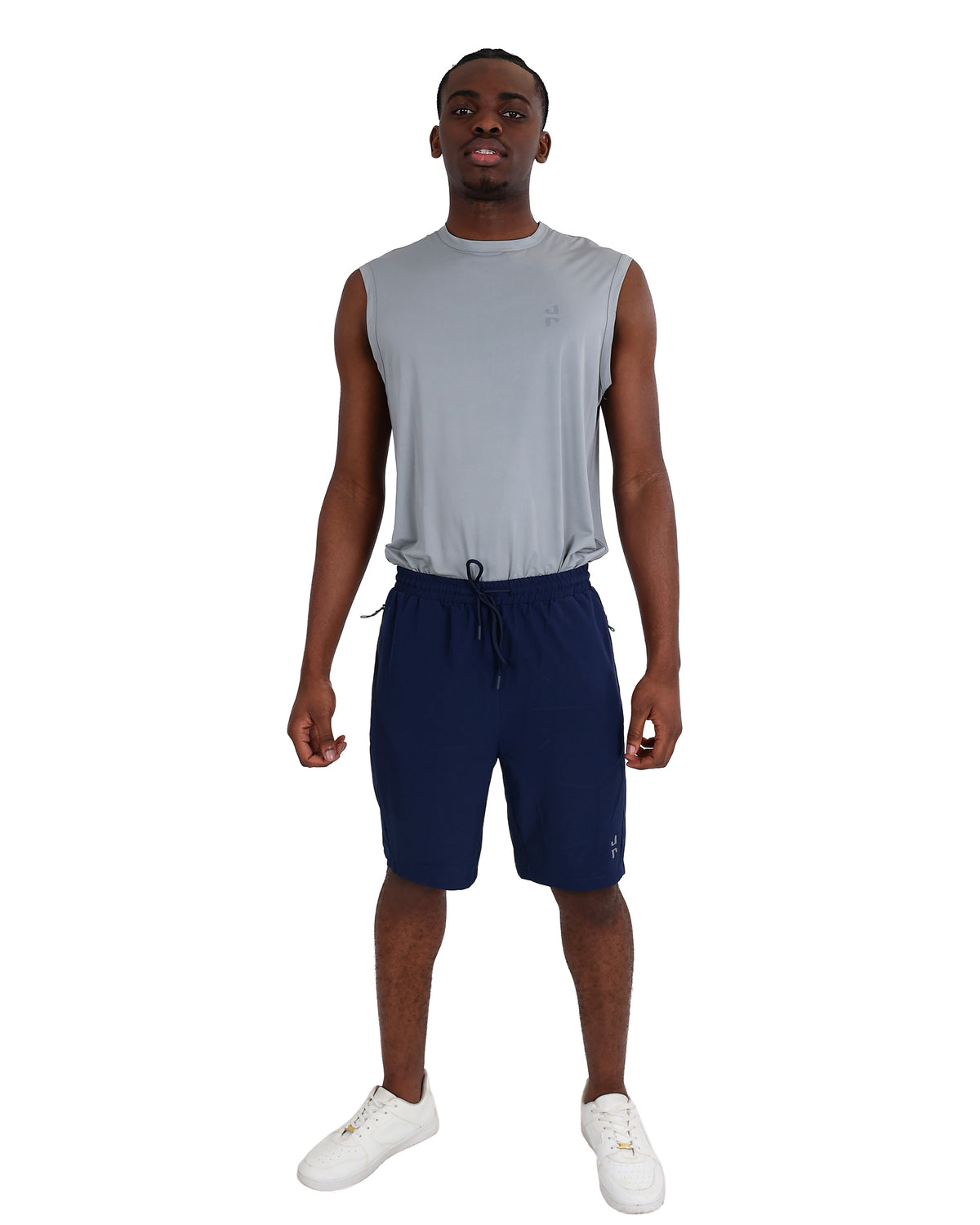 Navy Angled Pocket Active Shorts