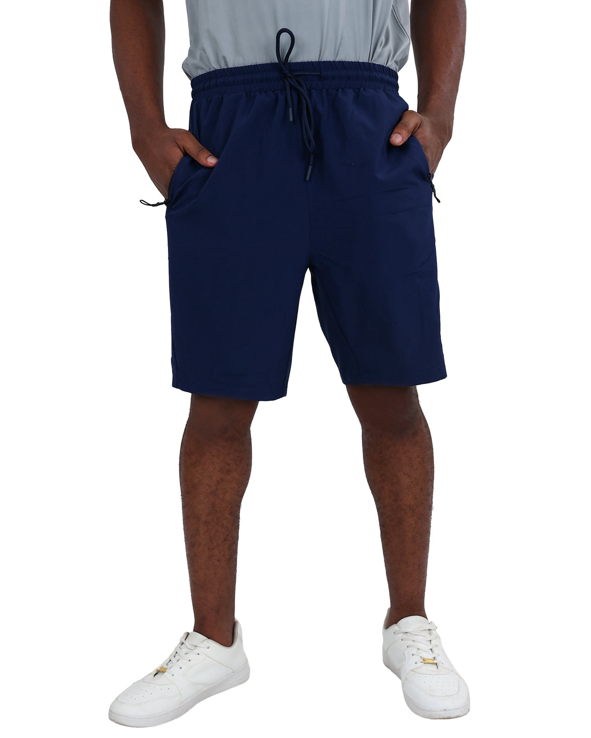 Navy Angled Pocket Active Shorts