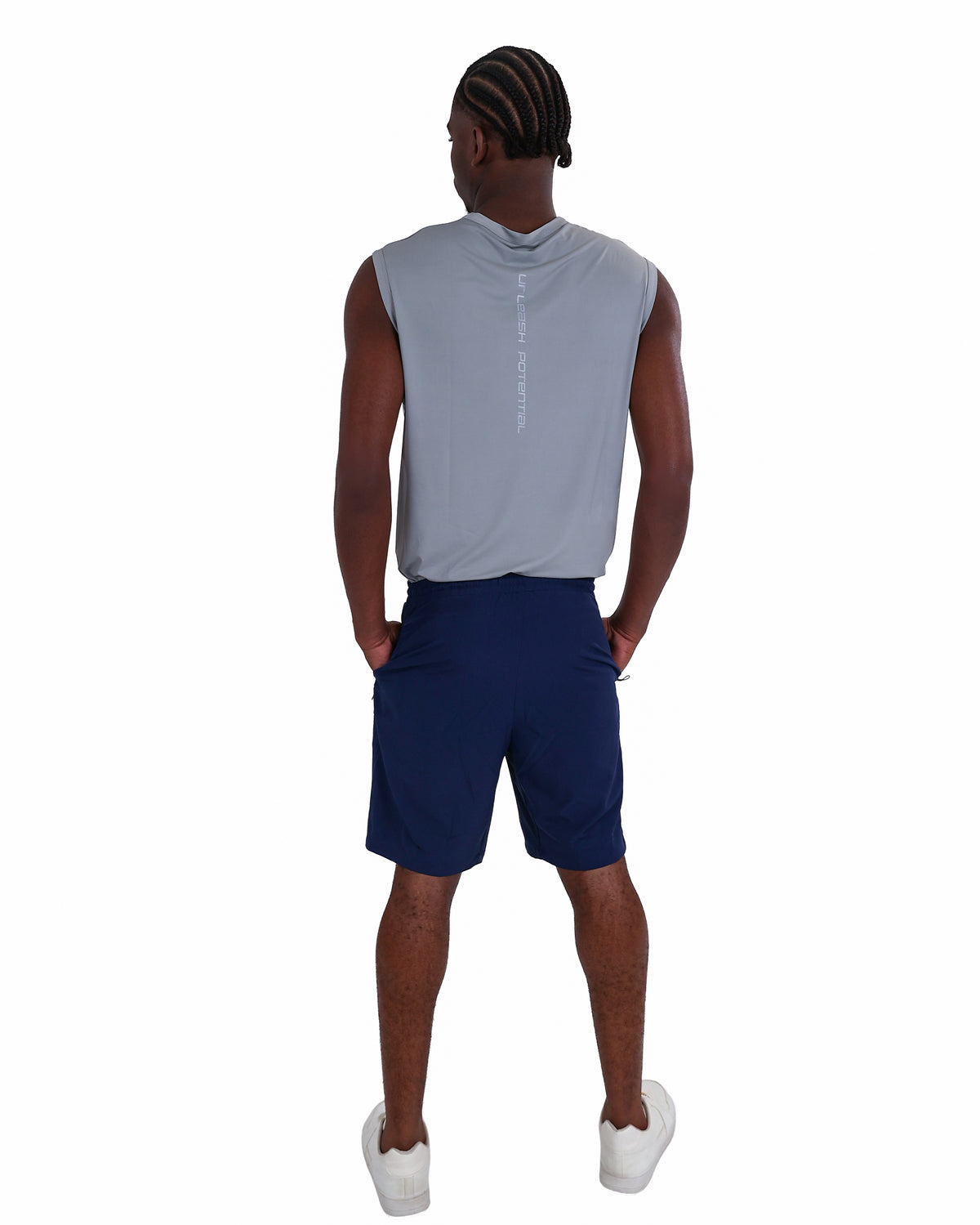 Navy Angled Pocket Active Shorts