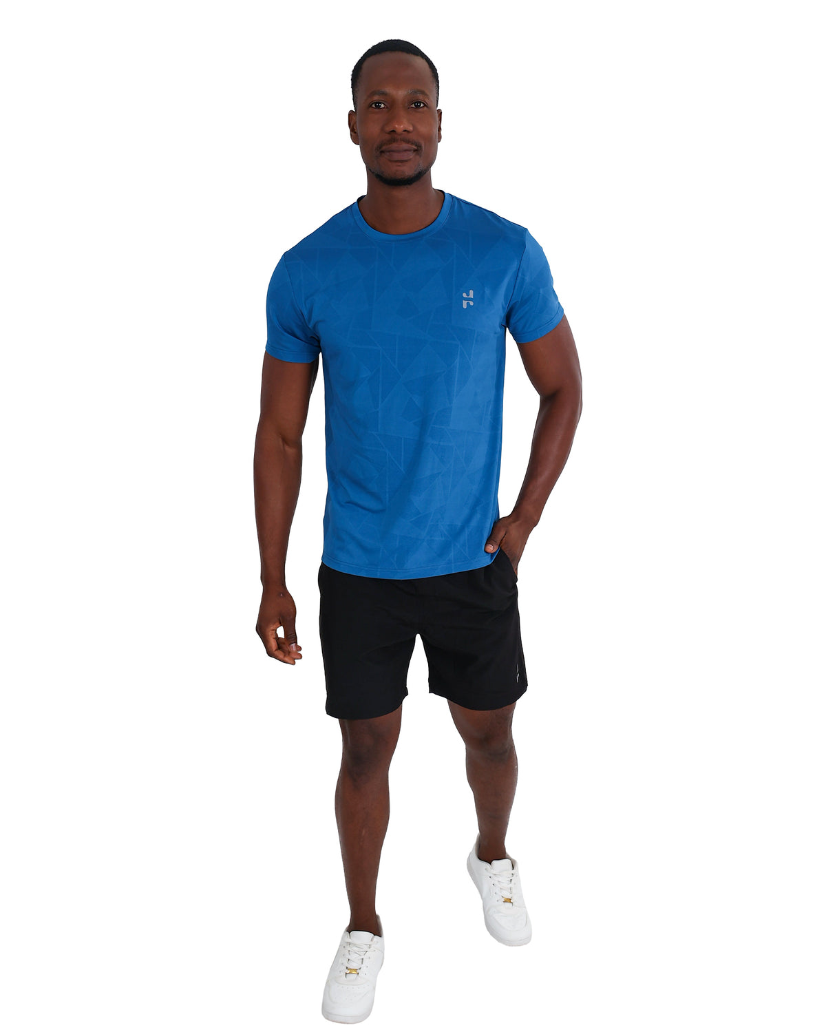 Short Sleeve Teal Geometric Print Active T-Shirt