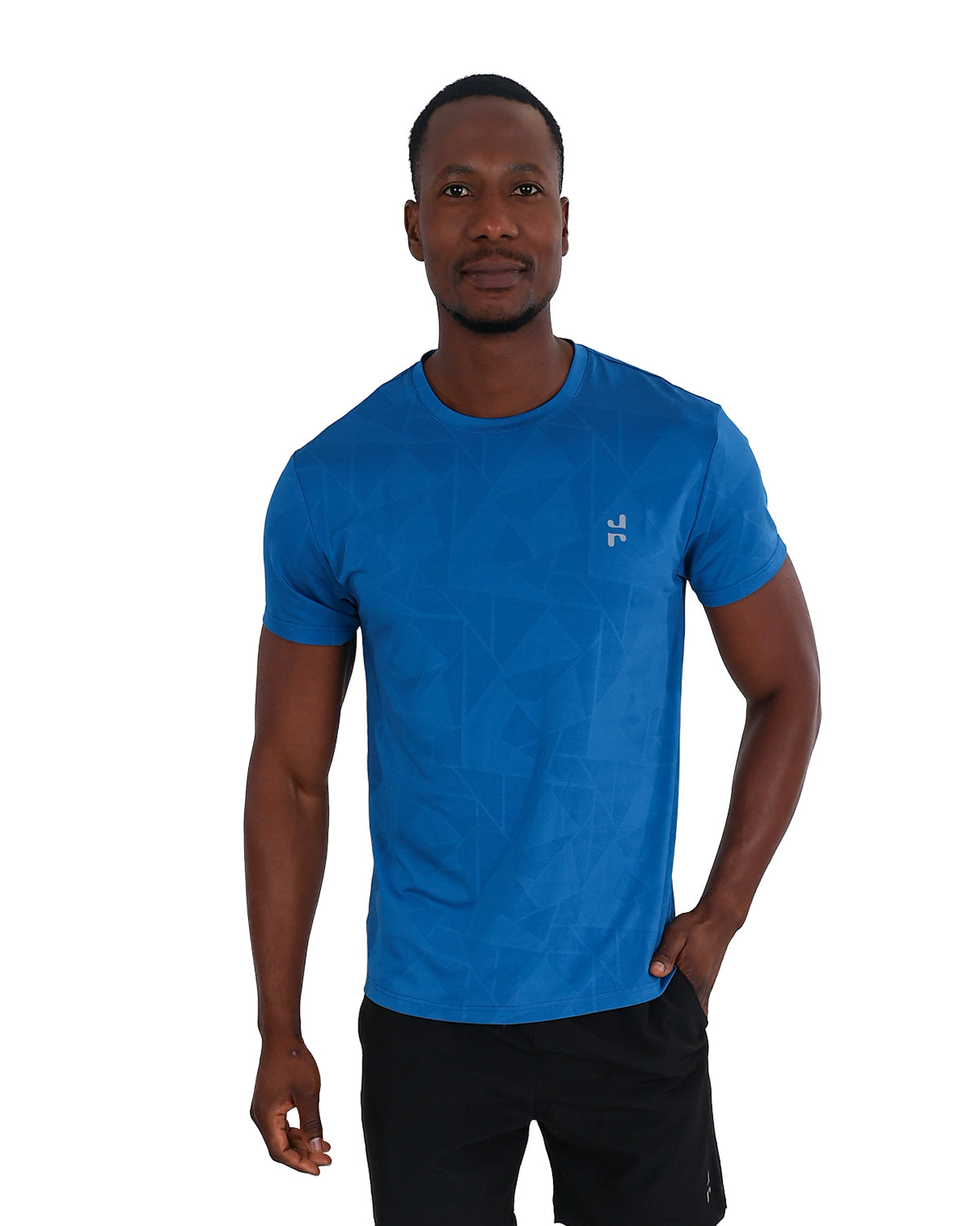 Short Sleeve Teal Geometric Print Active T-Shirt
