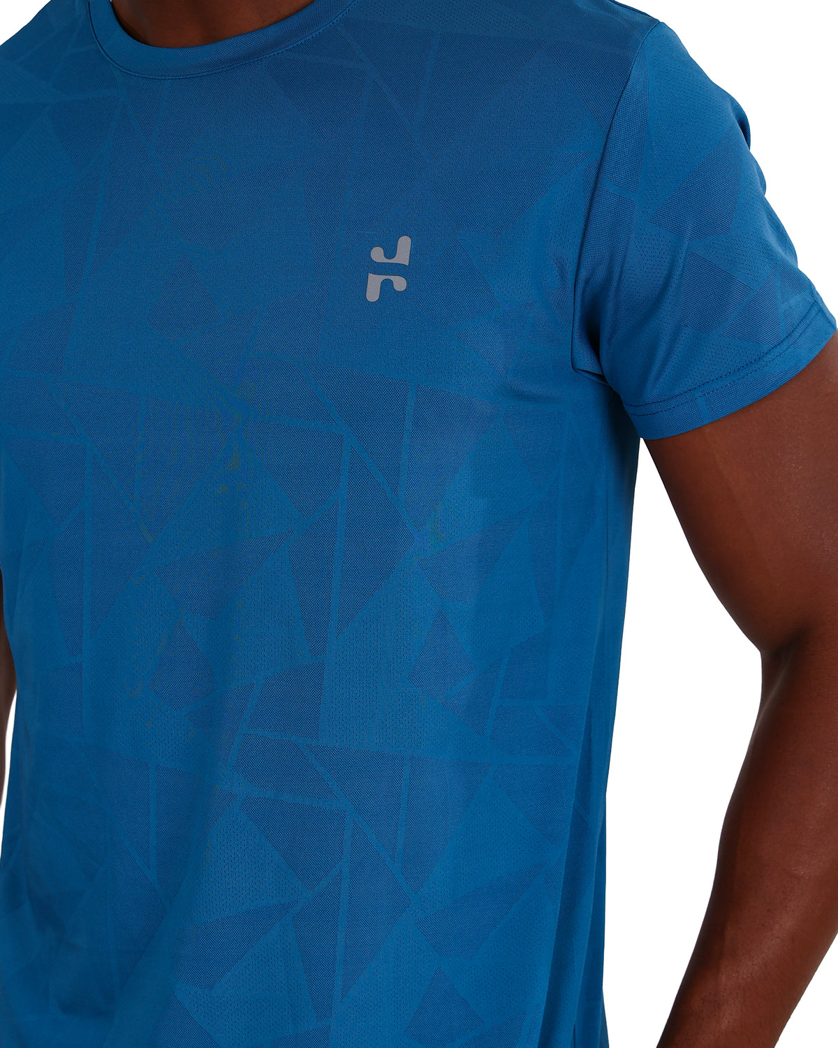 Short Sleeve Teal Geometric Print Active T-Shirt
