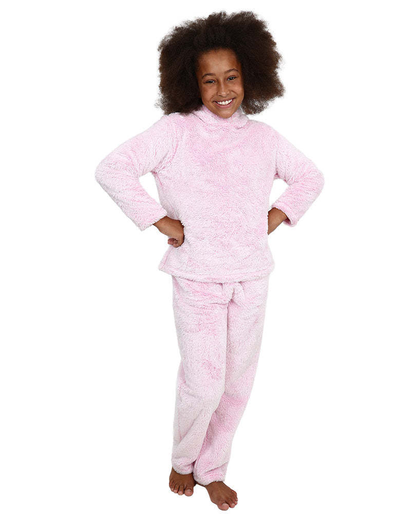 Long Sleeve Pink Coral Fleece Long Pyjama Set