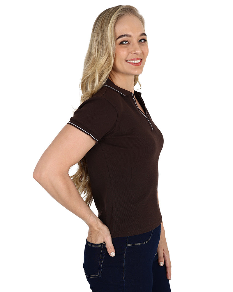 Short Sleeve Chocolate Golfer with Contrast Tipping