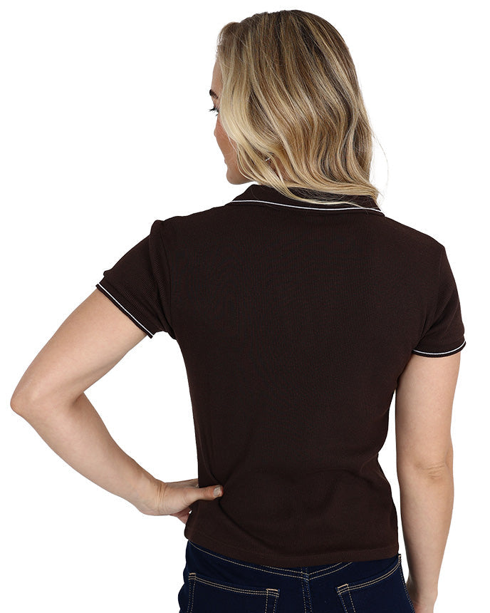 Short Sleeve Chocolate Golfer with Contrast Tipping