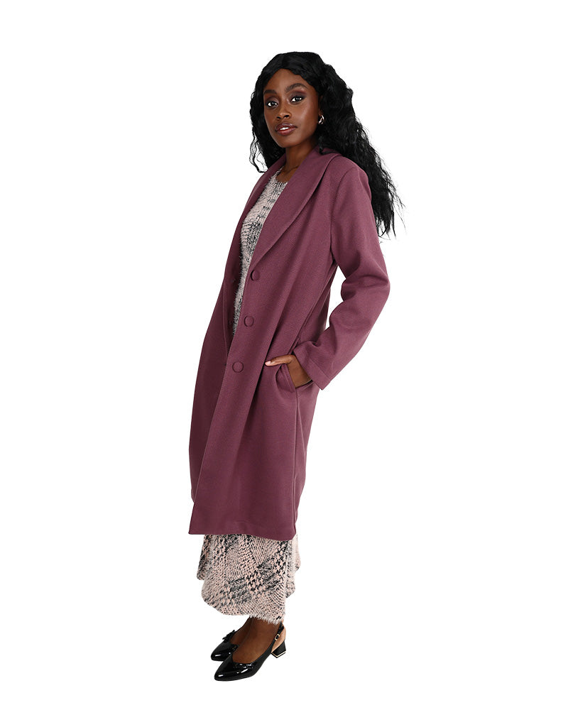 Mauve Twill Melton Coat