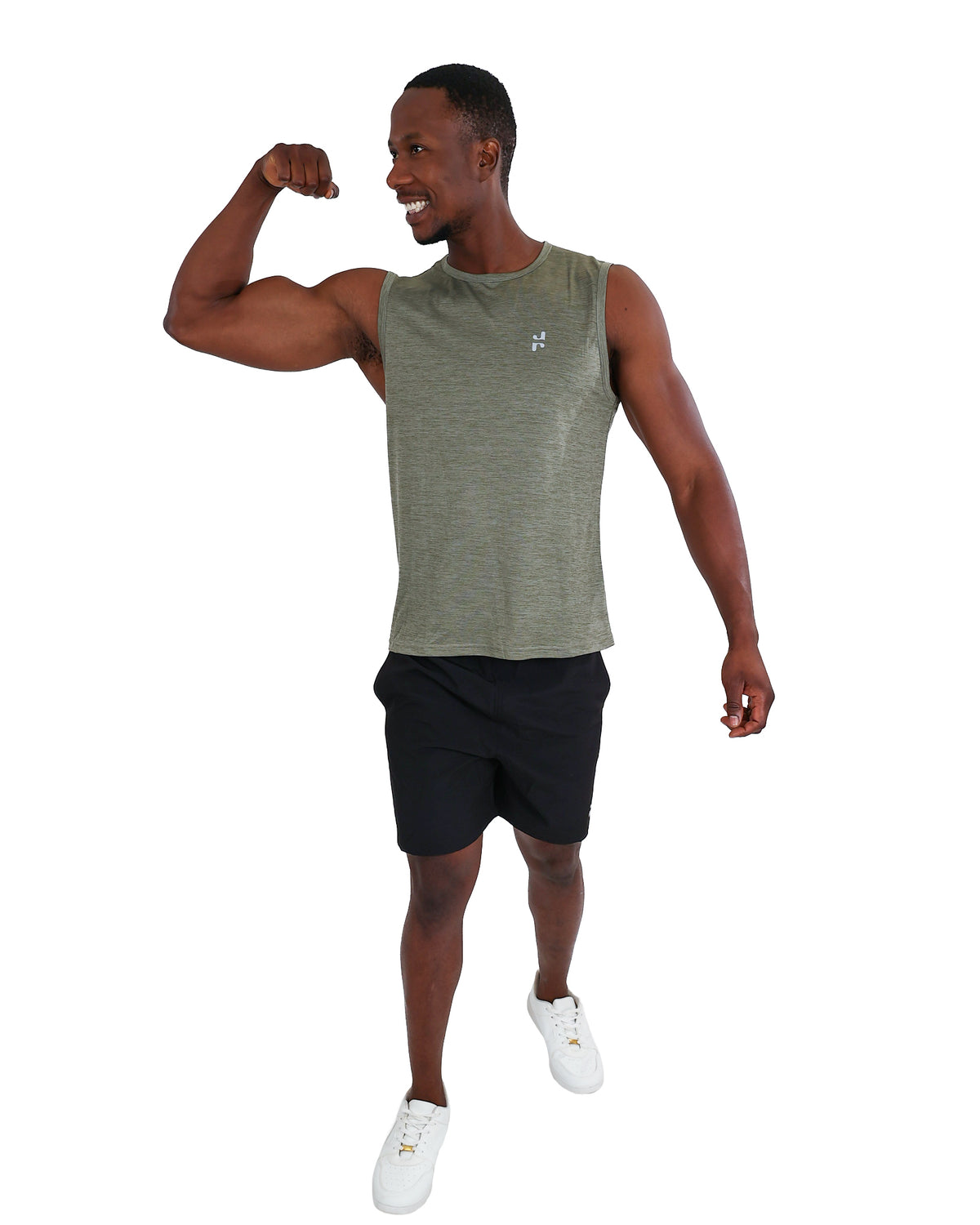 Sleeveless Green Muscle Hugger Tank Top
